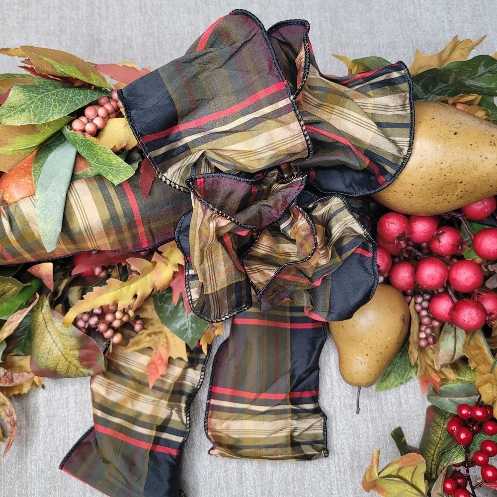 Grandin Road Finley Hill Mantle Swag Garland #14107 Pears Berries Acorns 6' Long